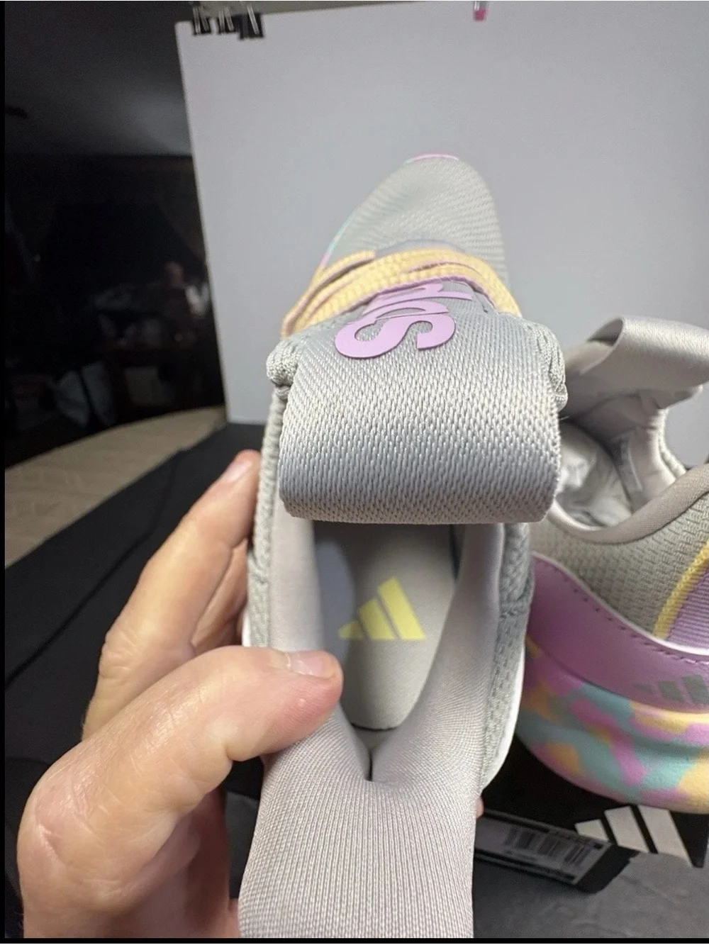 adidas Kids Shoes Lite Racer Adapt 7.0 SlipOn Size 2 Grey/Orange/Bliss Lilac New